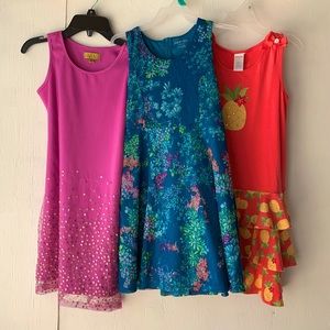 Lot of 3 bright and colorful girls spring dresses